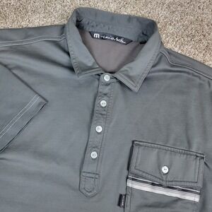 Travis Mathew Mens XL Solid Gray Performance Stretch Polo Short Sleeve